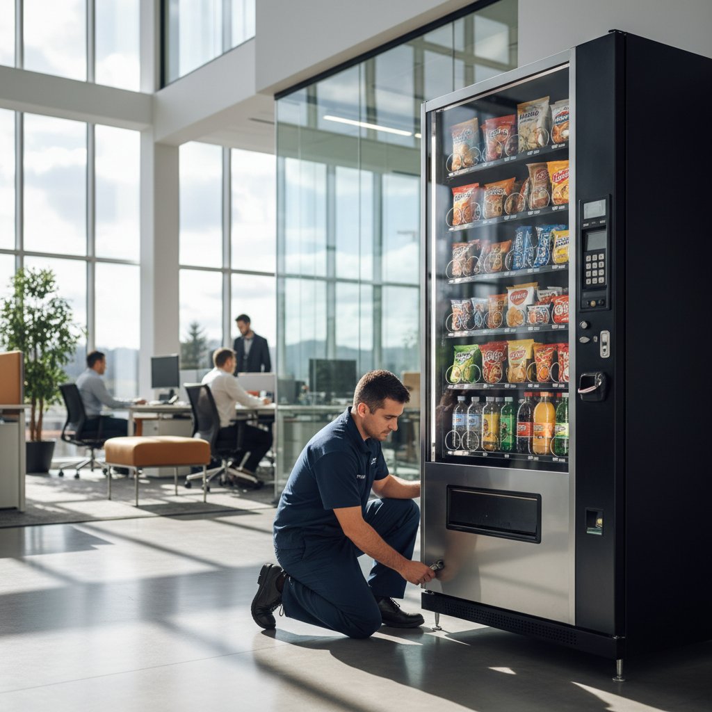 Modern vending machines installation in commercial location